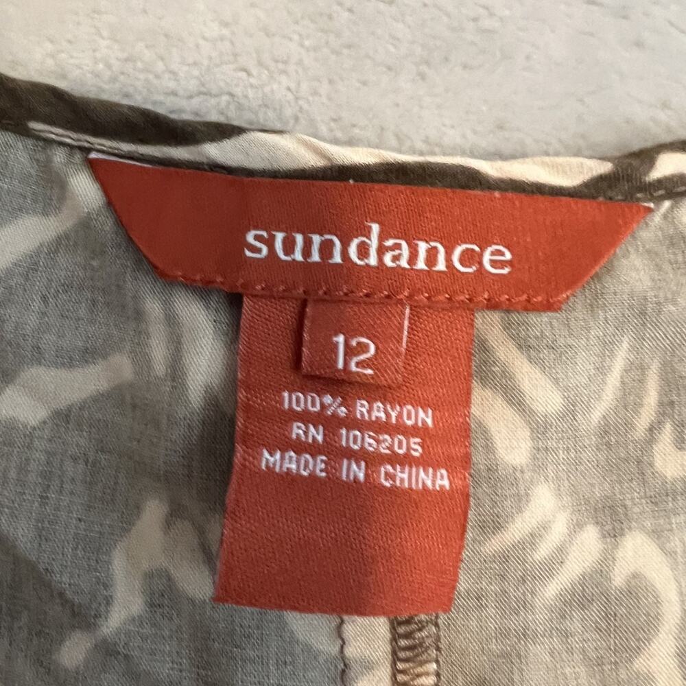 Sundance Dress Womens 12 Brown Animal Print Midi Handkerchief Hem Boho‎ Safari - Picture 8 of 10